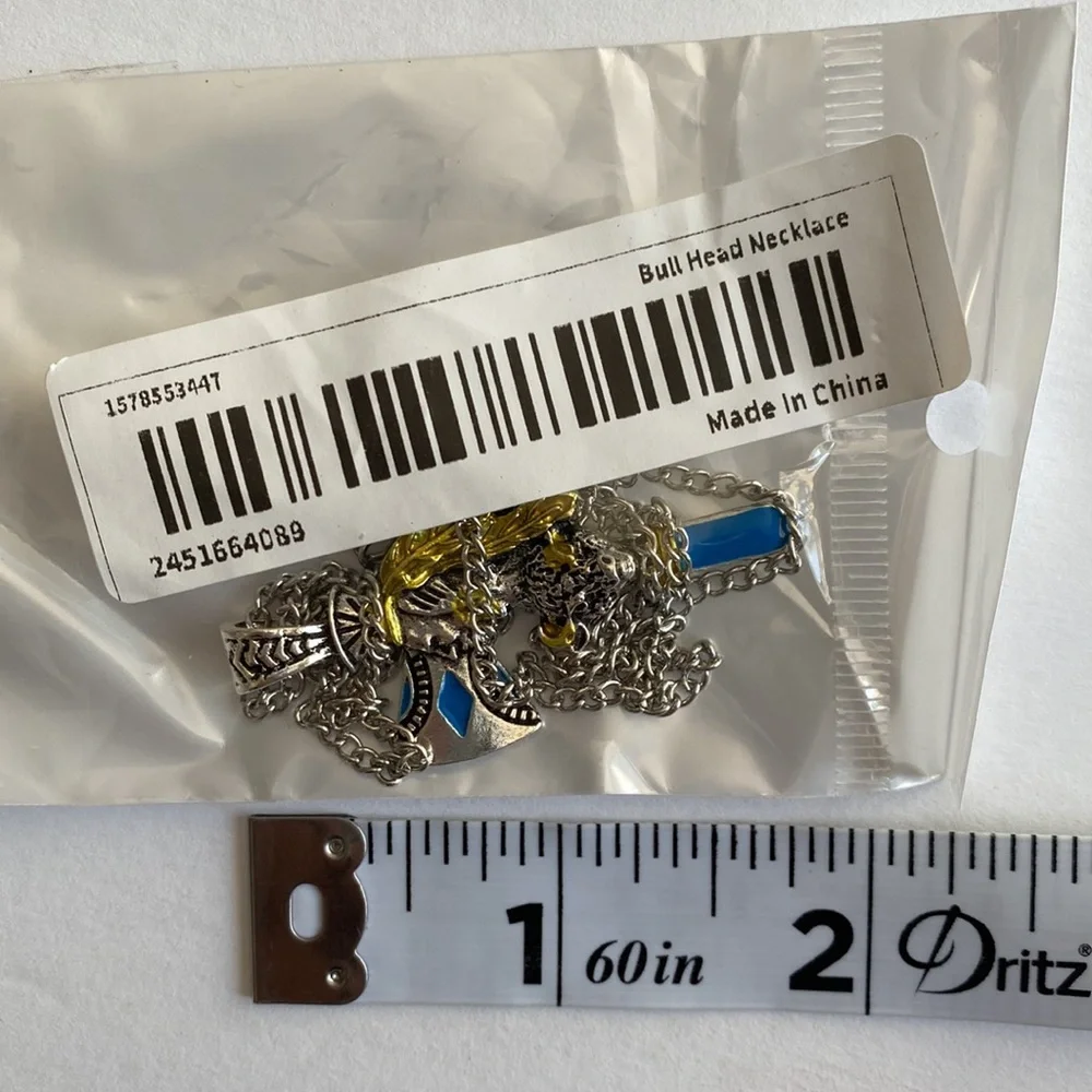 1c Necklace Bullhead Ache Indian Pendant Size‎ 2inch Faux Imitation Jewelry